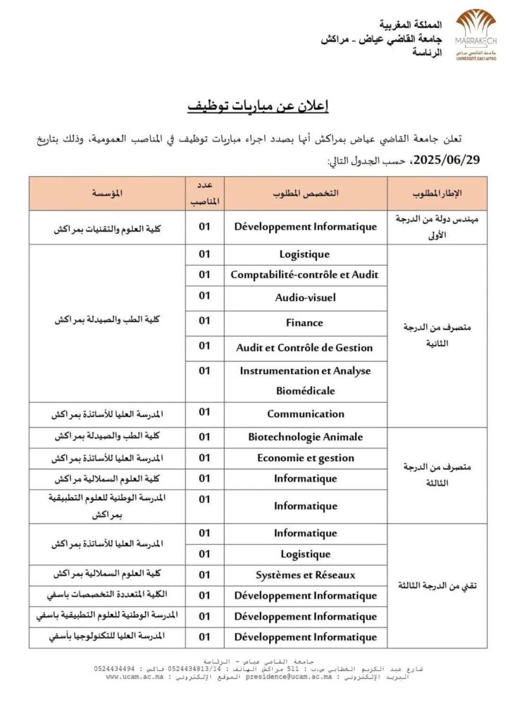ماستر جامعة القاضي عياض